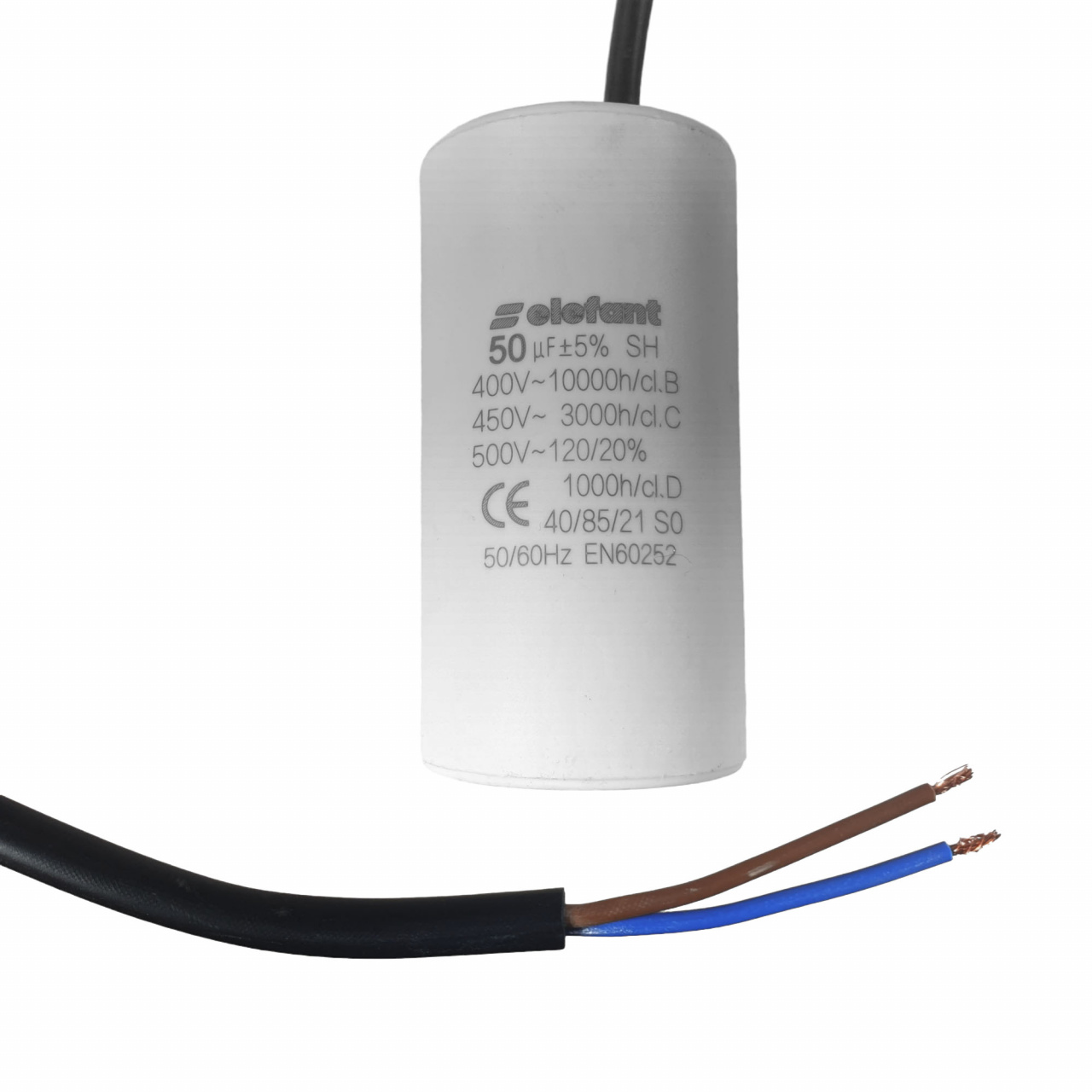 Condensator cu fire CBB60 50µF 50x95mm 450V, Elefant