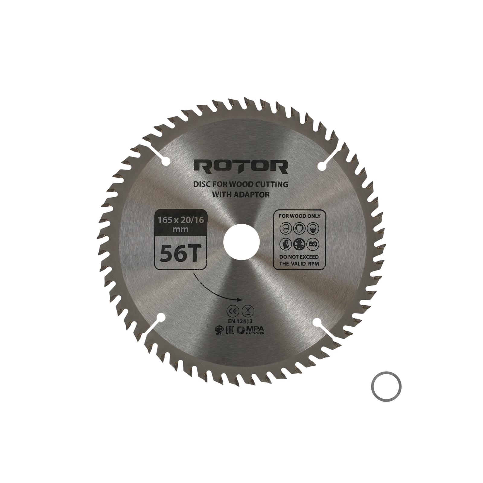 Disc taiat lemn ROTOR 165*20/16 cu adaptor 56T