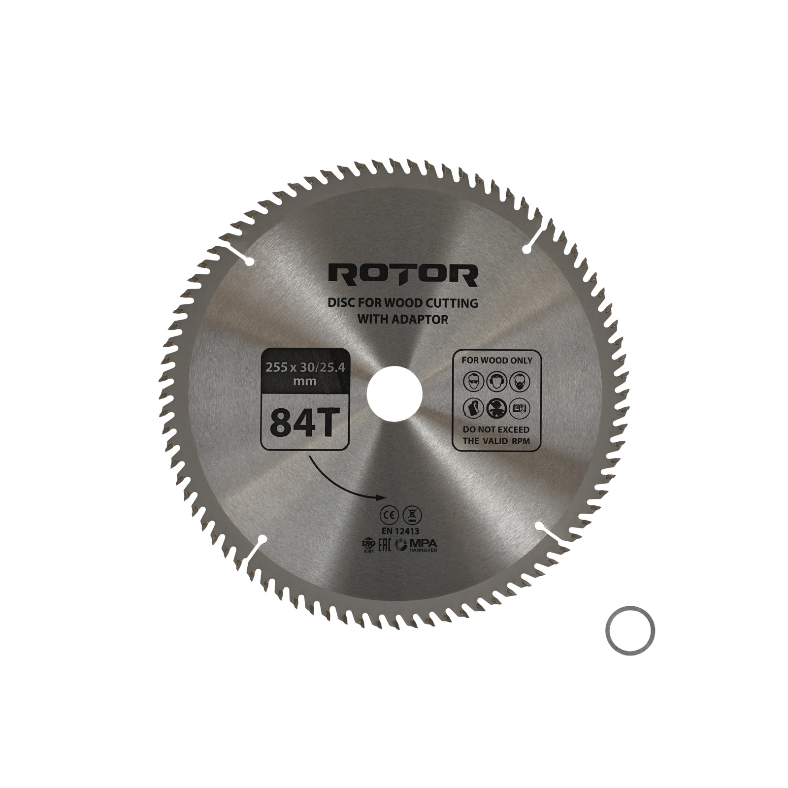 Disc taiat lemn ROTOR 255*30/25,4 cu adaptor 84T
