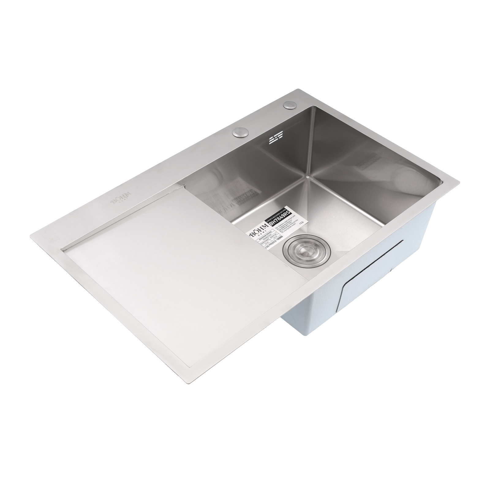 Chiuveta Bucatarie Inox alimentar SUS304 BÖHM BH7849RS Satin 780x490x215 mm