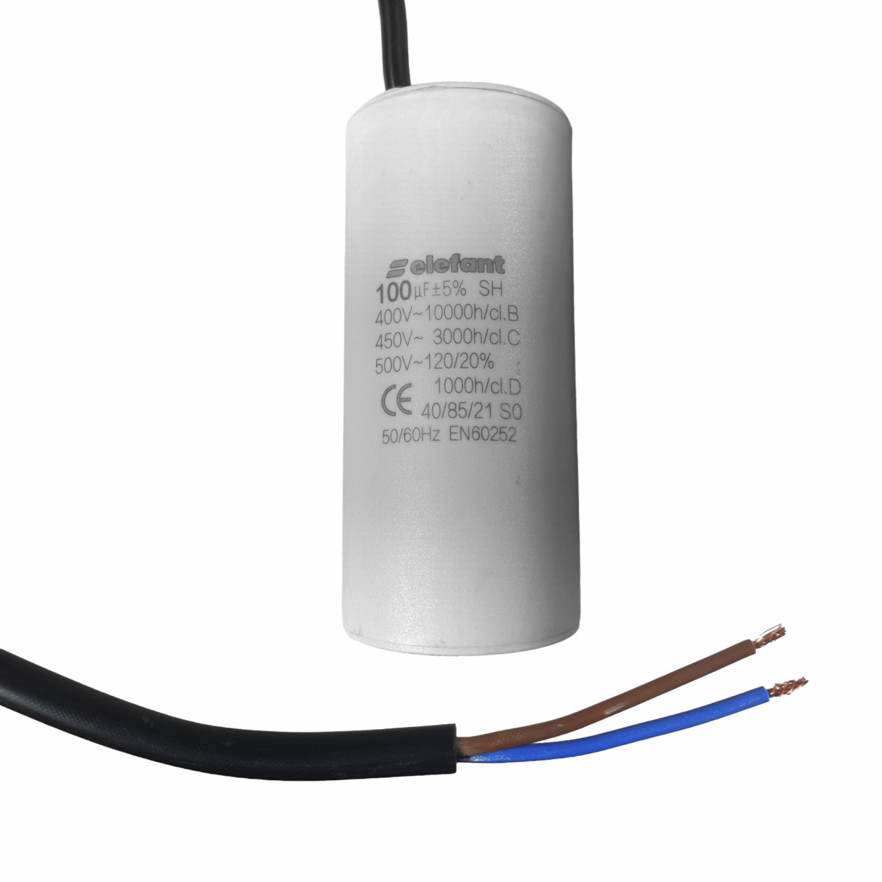 Condensator cu fire CBB60 100µF 60x127mm 450V, Elefant