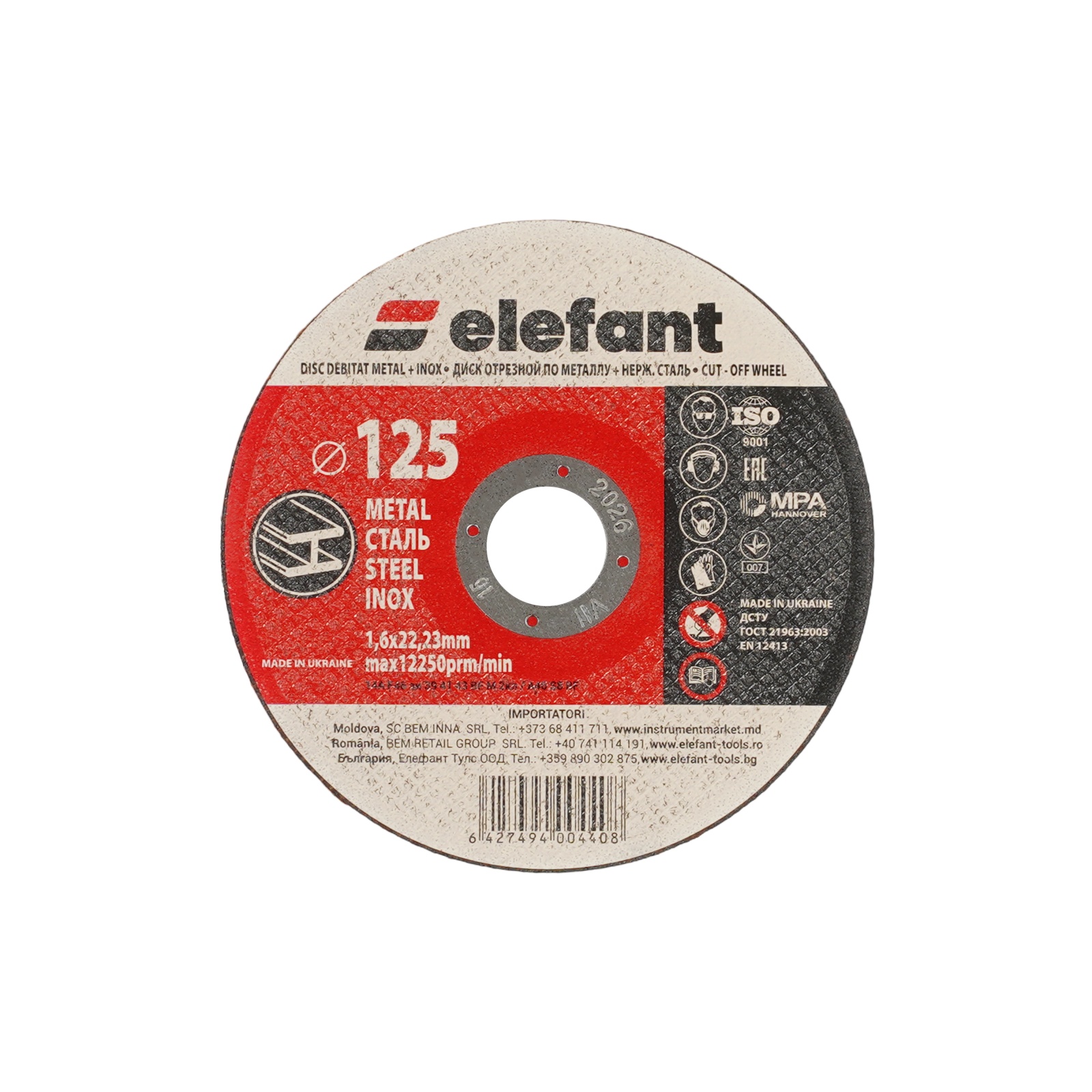 disc abraziv pentru metalinox ELEFANT 125*1,6*22,23