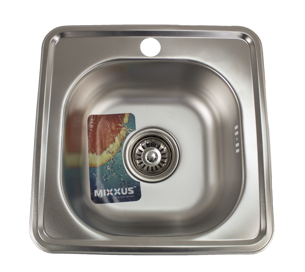 Chiuveta de bucatarie inox patrata, MIXXUS Z3838-06-160E,Adancime 160 mm