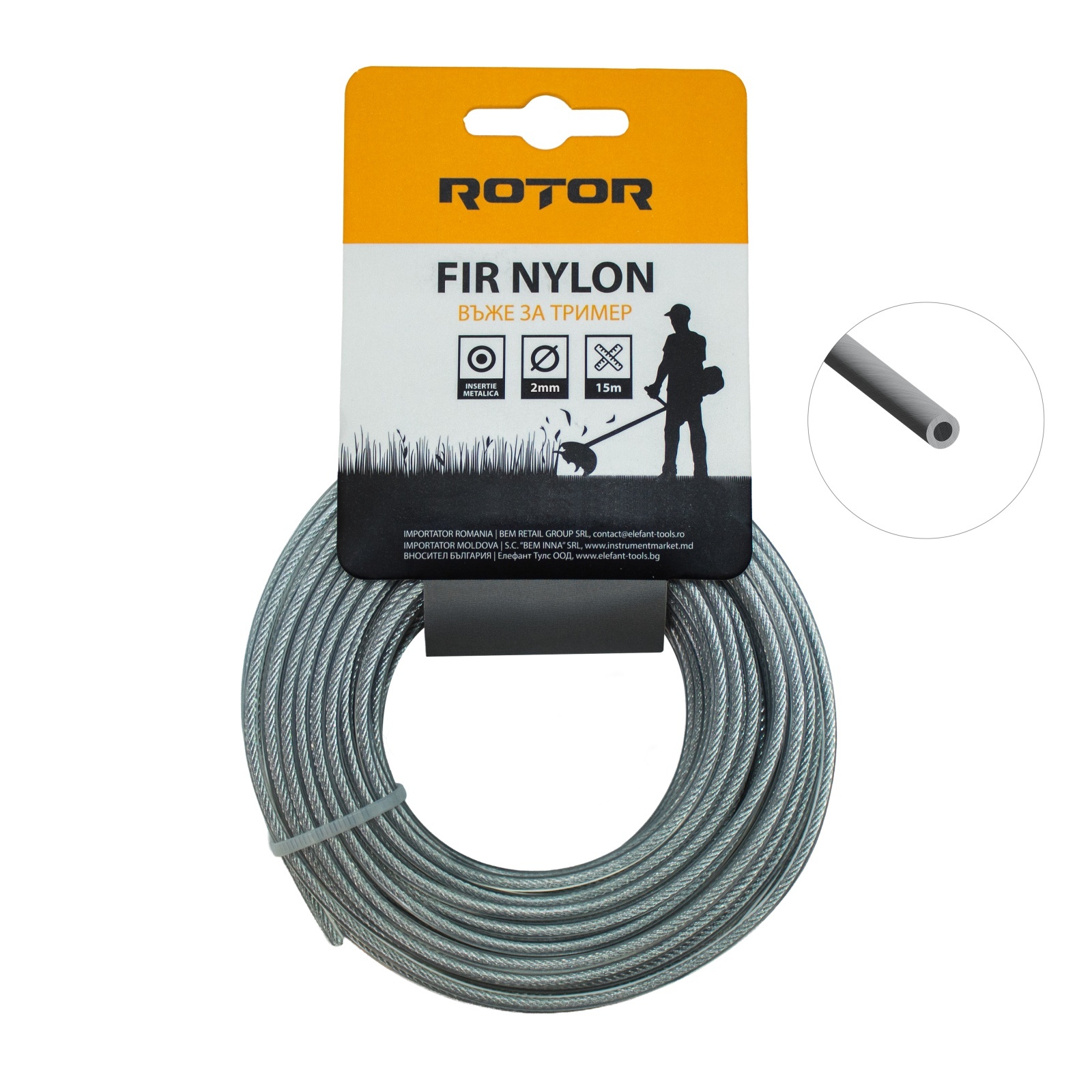 Fir nylon cu insertie otel, motocoasa ROTOR