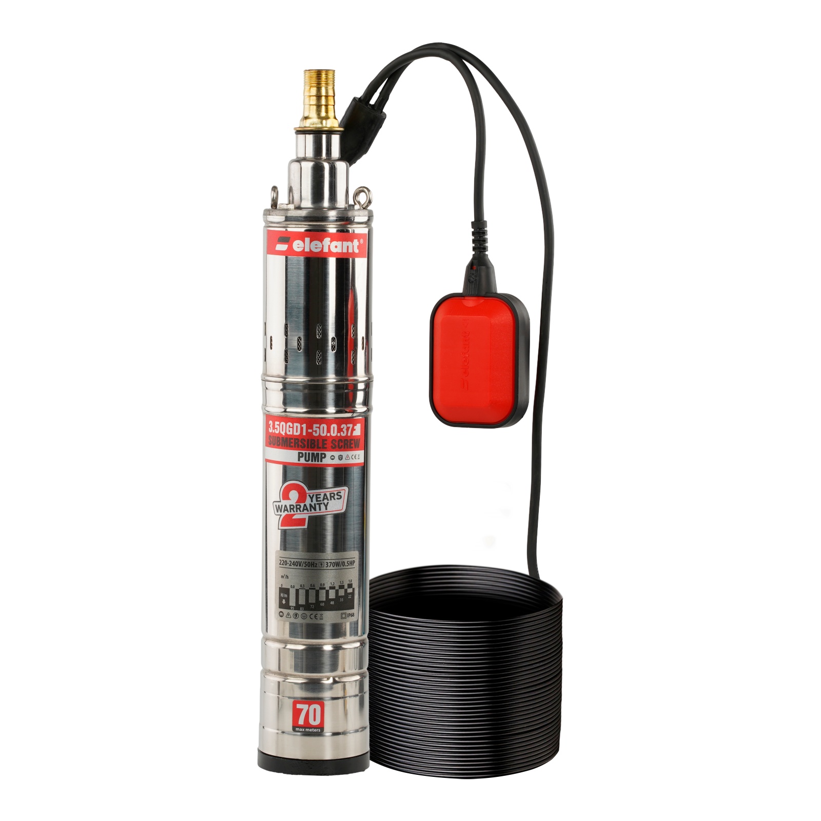 Pompa submersibilă Elefant cu plutitor 3.5QGD1-50.0.37F, 25 L/min , 370 W