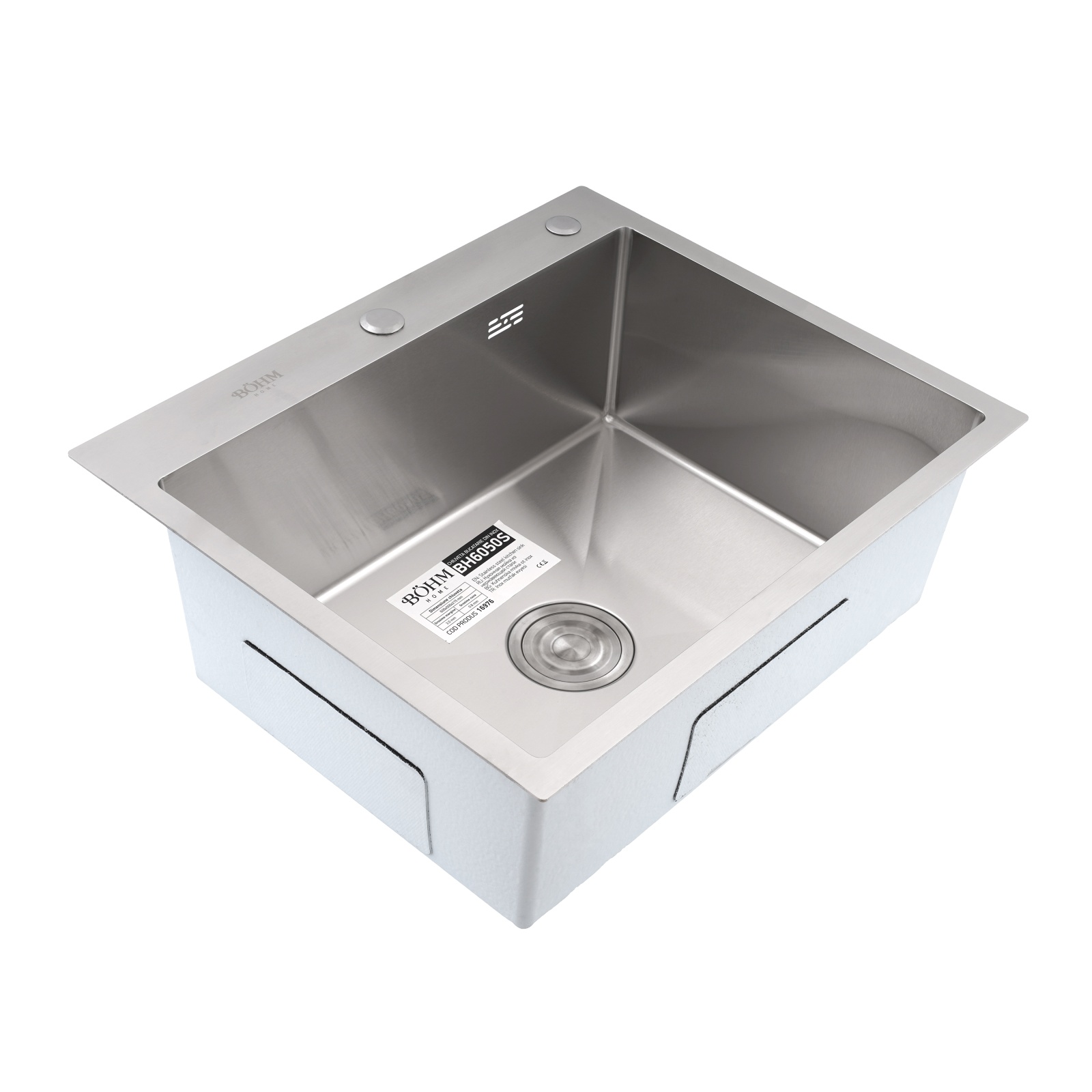 Chiuvetă de bucătărie din inox alimentar SUS304 BH6050S BÖHM Satin 600X500X215 mm