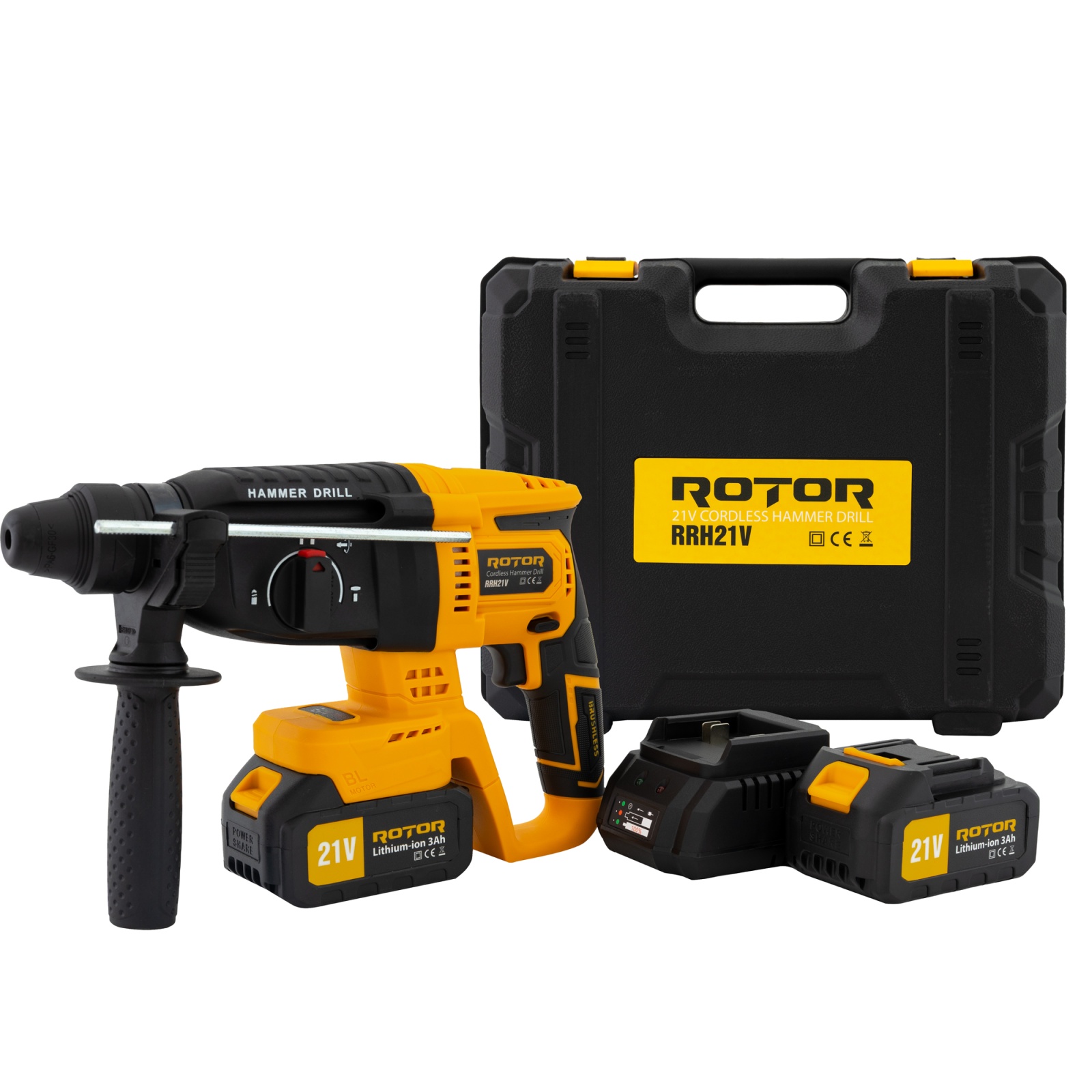 Ciocan rotopercutor cu acumulator, RRH21V ROTOR 21V/3Ah , 1800 rpm, 4450 bpm,