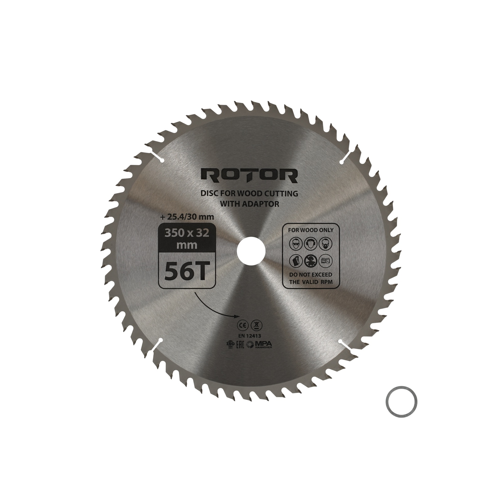 Disc taiat lemn ROTOR 350*32/30/25,4 cu adaptor 56T