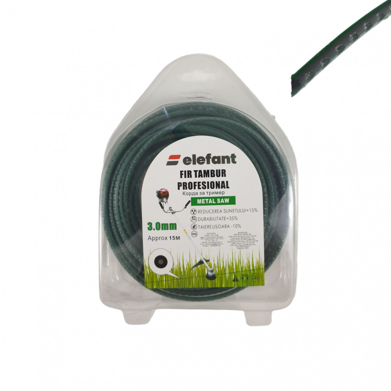 FIR TAMBUR (METAL SAW GREEN) 3.0mm x 15m, Elefant