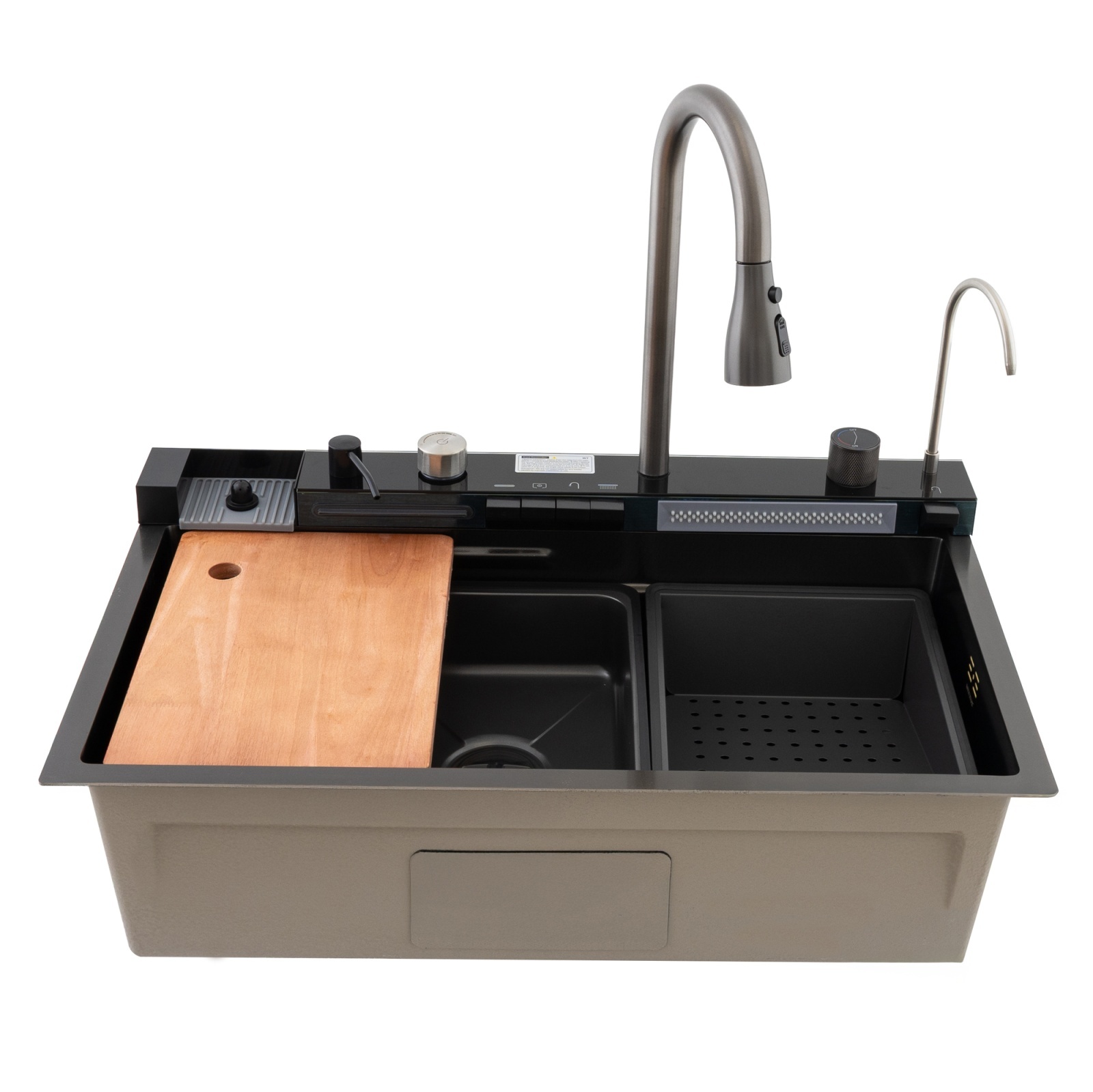 MH7546-SET-06 Chiuveta multifunctionala din inox nano black, honeycomb, seria Decor MIXXUS