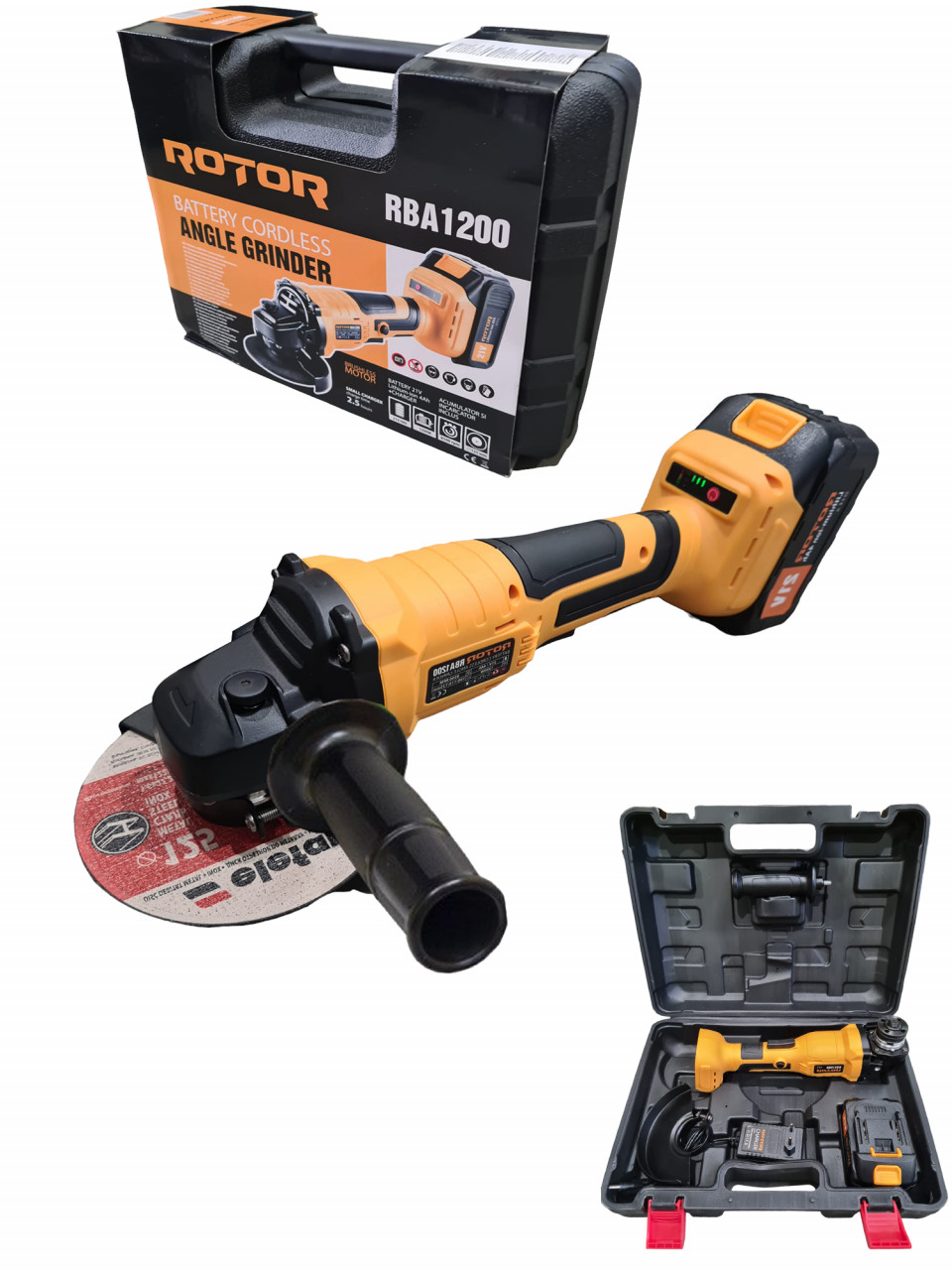 RBA1200 Polizor unghiular 1200W pe acumulator ROTOR,