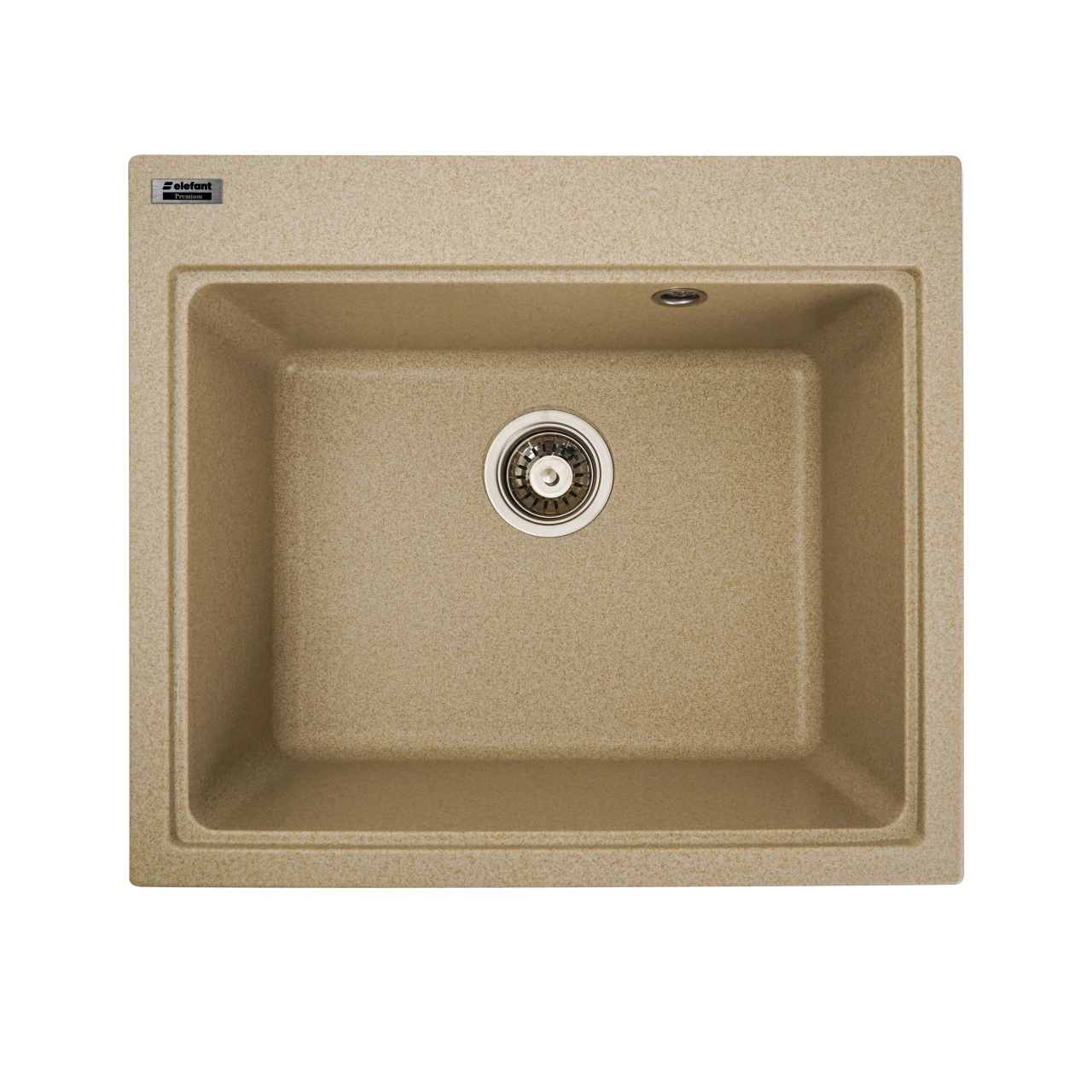 Chiuvetă din compozit de granit pentru bucătărie ELEFANT PREMIUM 5852 VESTA Safari bej, 580 x 518 mm