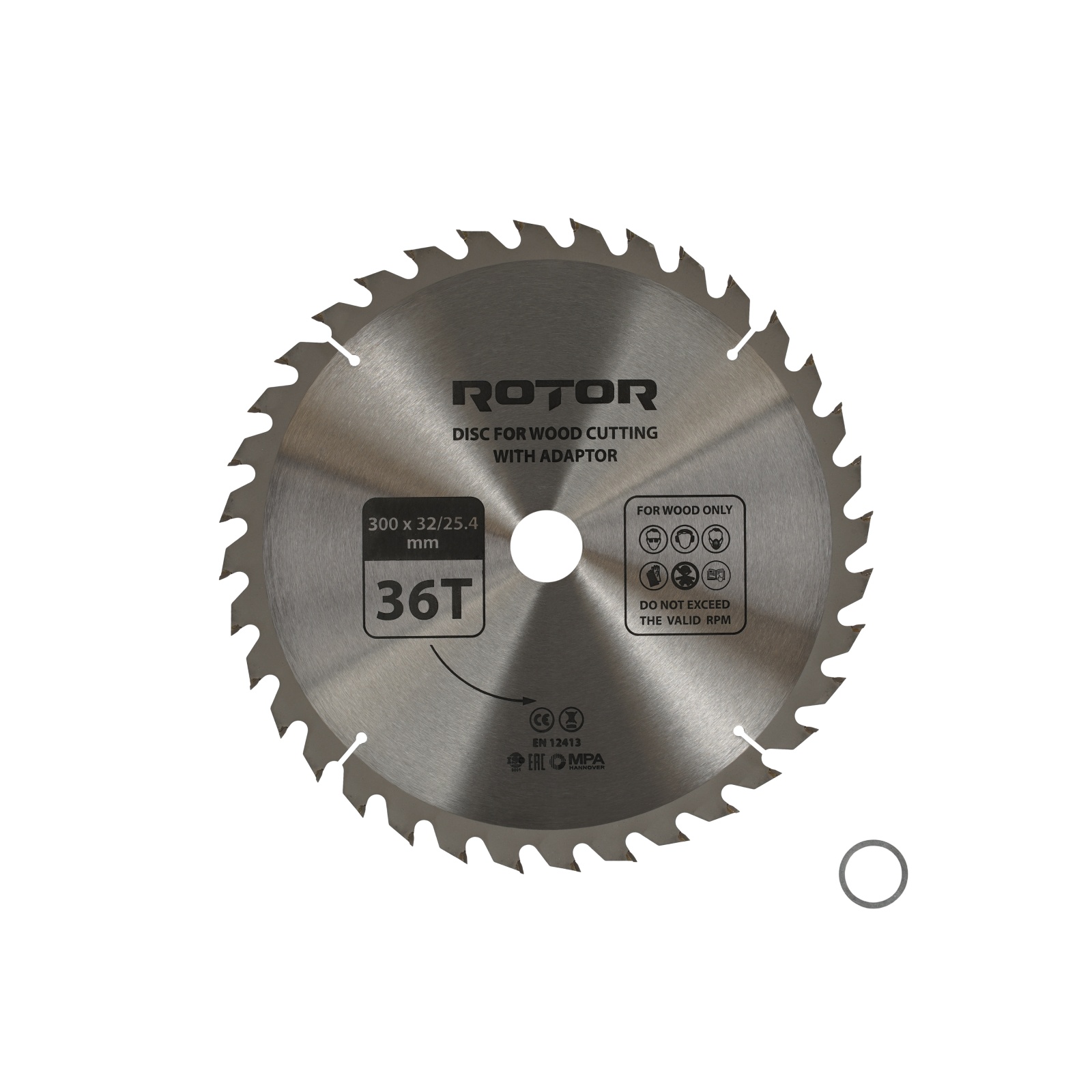 Disc taiat lemn ROTOR 300*32/25,4 cu adaptor 36T