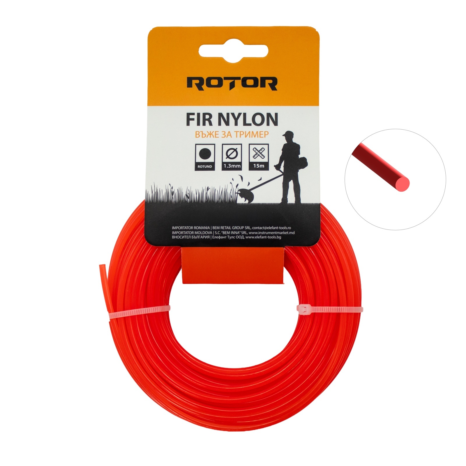 Fir nylon profil rotund pentru motocoasa ROTOR