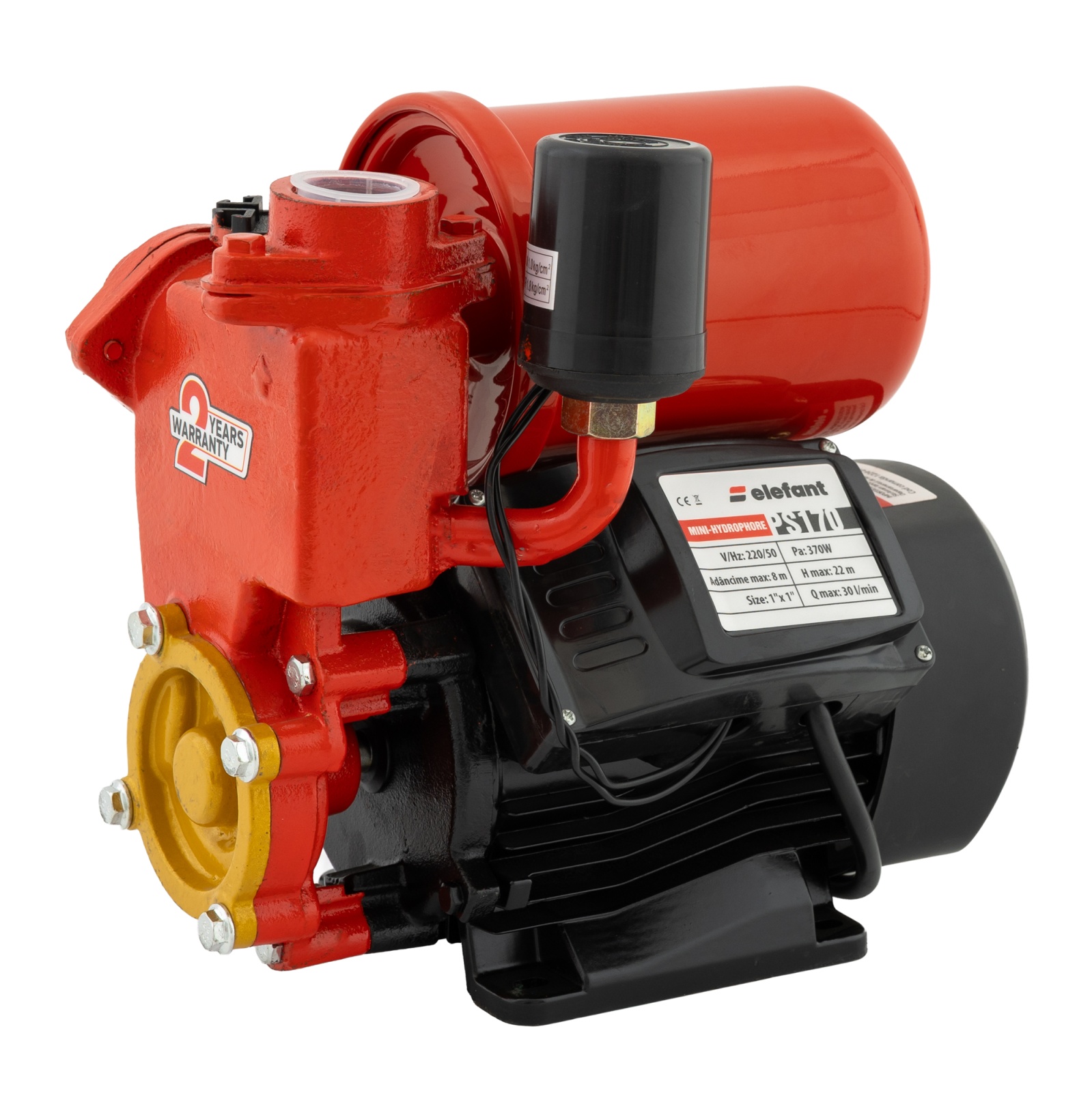 Mini Hidrofor Elefant PS170 fonta, silentios, 0.37 kW, turbina bronz, max 1.8 bari