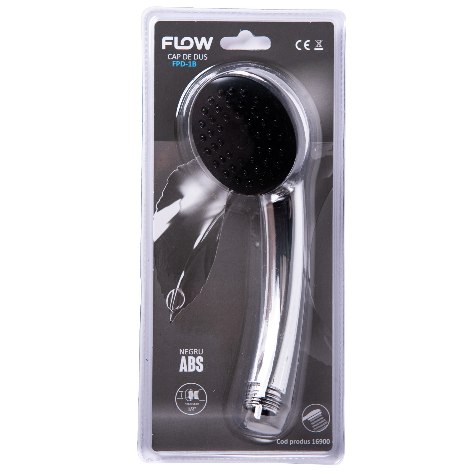 Import - FPD-1B Cap de dus negru ABS, FLOW