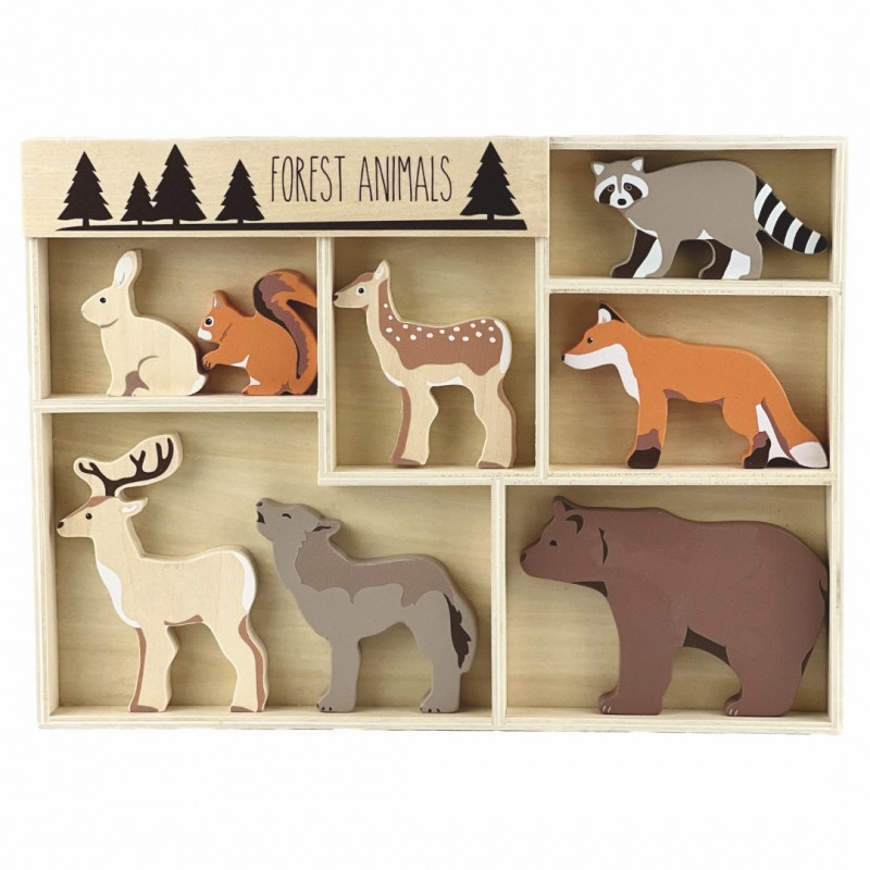 Jocuri - 8 animale de padure din lemn, Egmont Toys