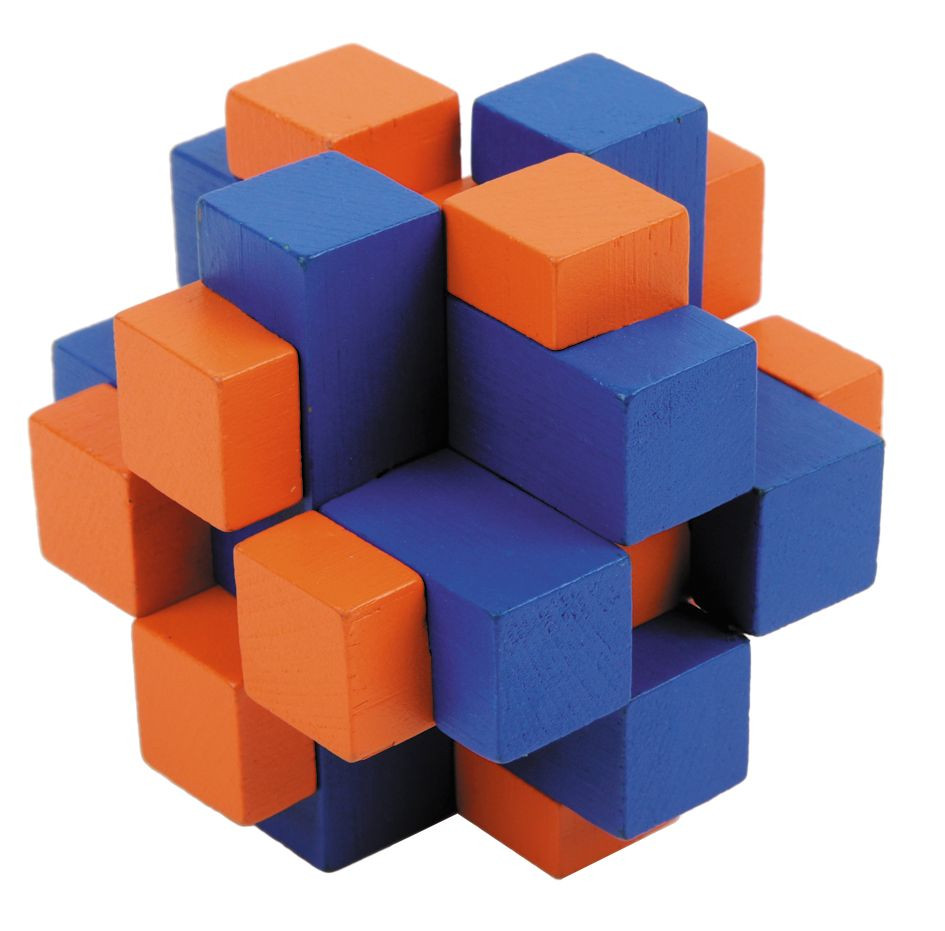 De logica - Joc logic IQ din Puzzle 3D Cub cross colorat, Fridolin