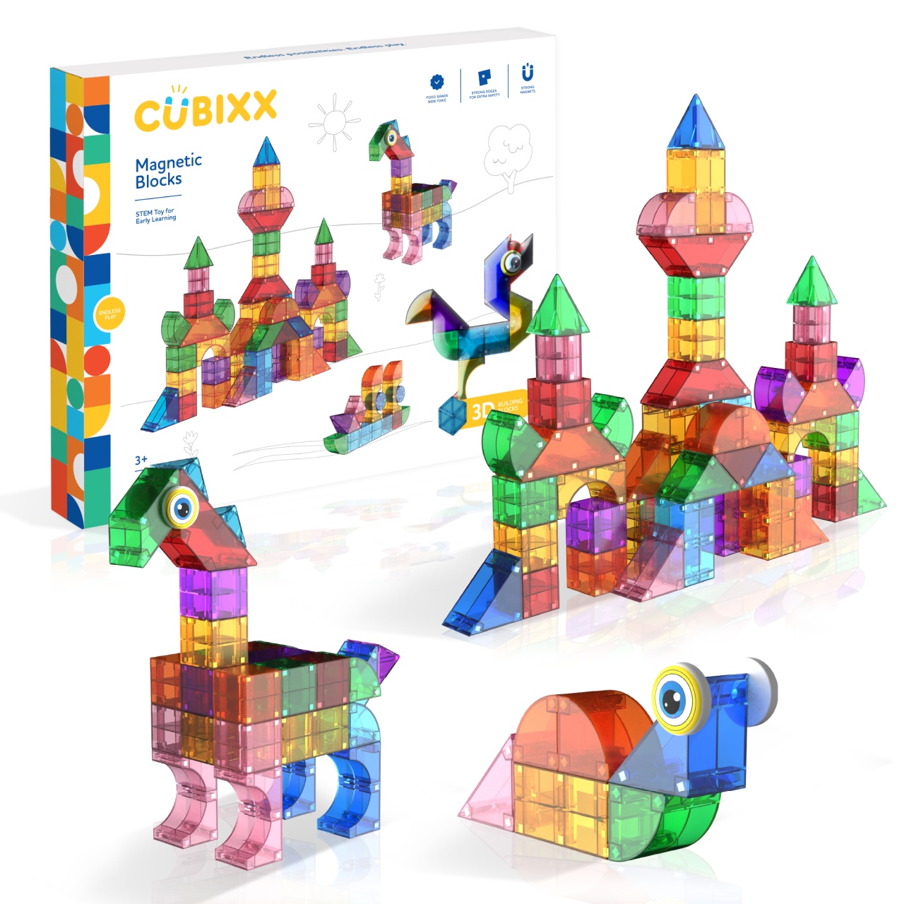 Jocuri - Blocuri magnetice Cubixx, 85 piese