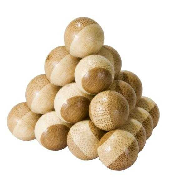 Jocuri de Logica - Joc logic IQ din lemn bambus Pyramid, cutie metal