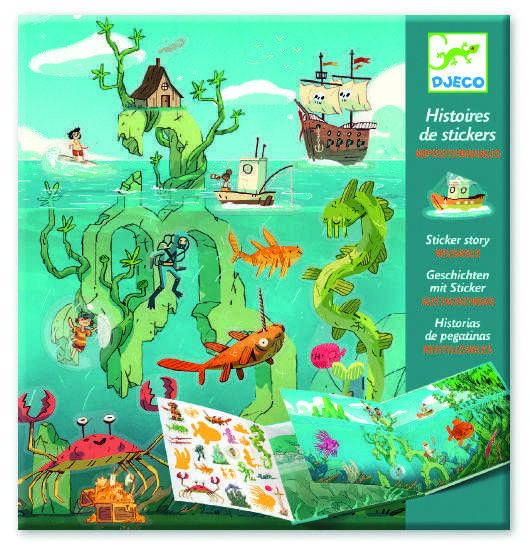 Jucarii 3-5 ani - Planse cu abtibilduri repozitionabile Djeco, Aventuri pe mare