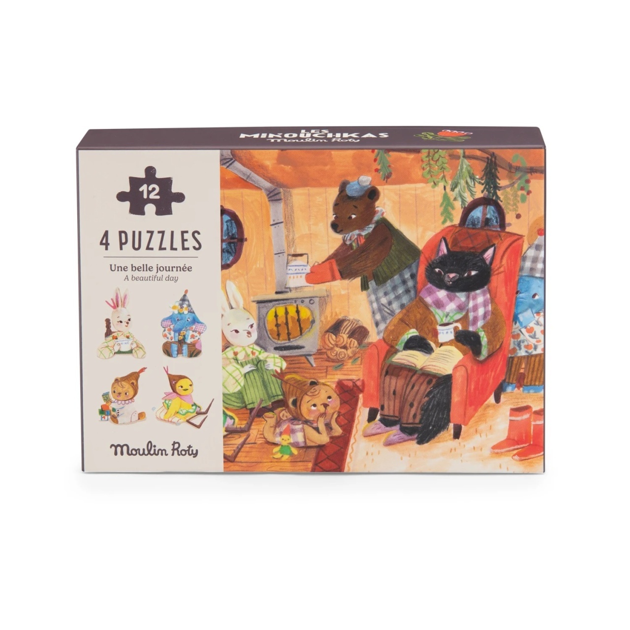 Noutati - Set 4 mini puzzle-uri O zi perfecta, Moulin Roty