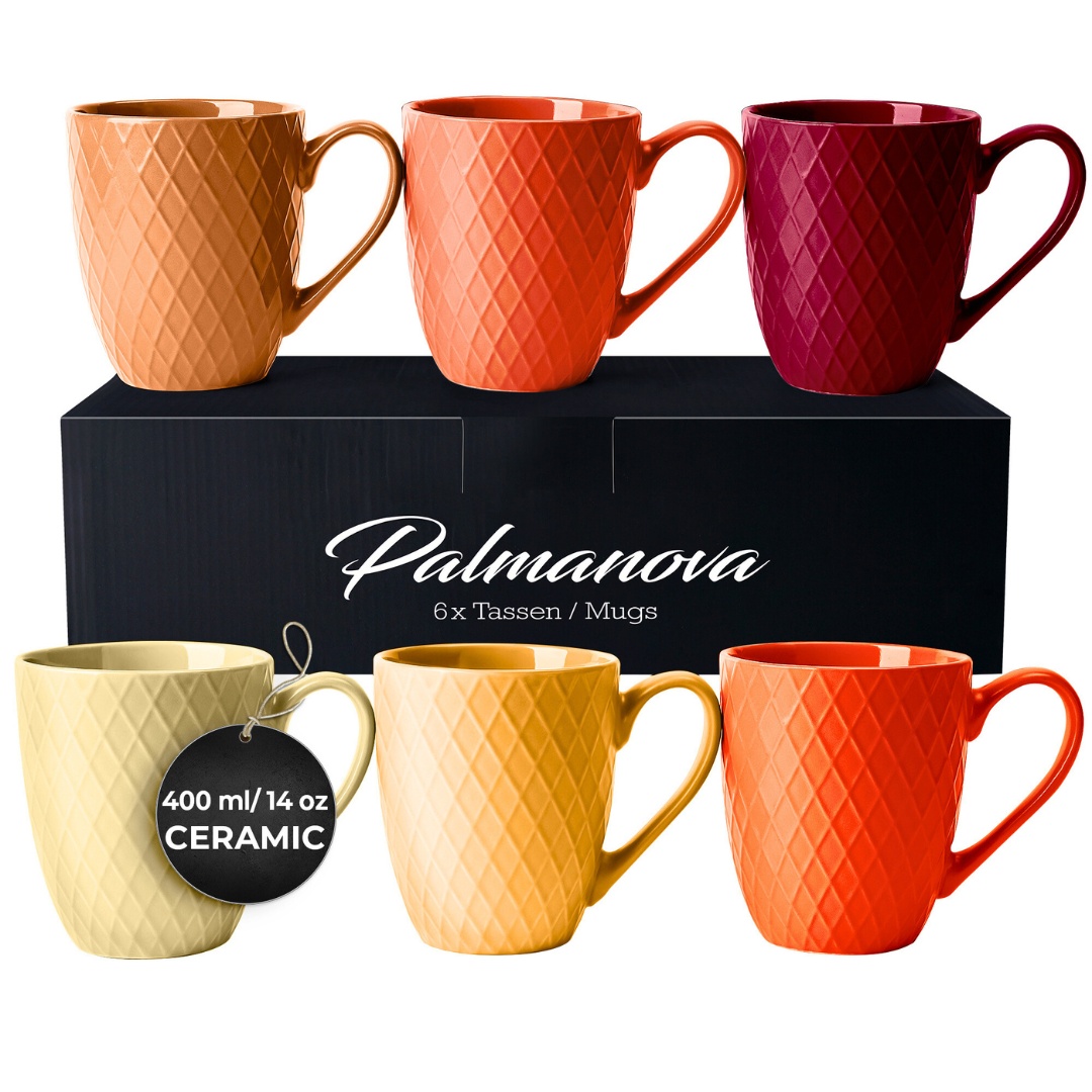 Set 6 Cani de cafea, colectia Palmanova, ceramica, Magma multicolor, 400ml