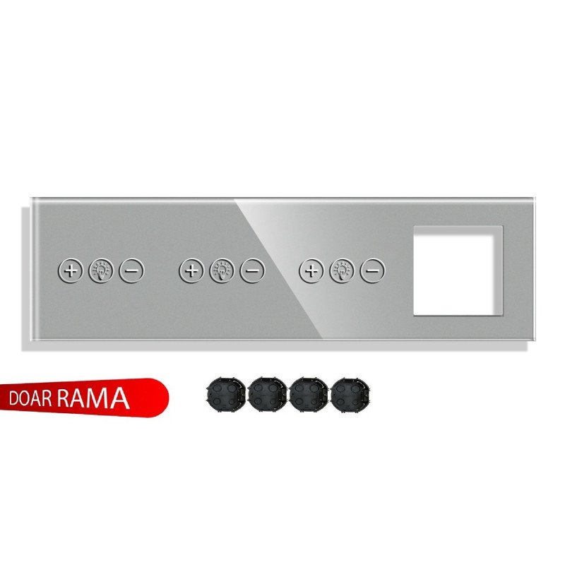  Panou întrerupător dimmer+dimmer+dimmer+rama priză din sticlă M1 casa pret redus imagine 2022