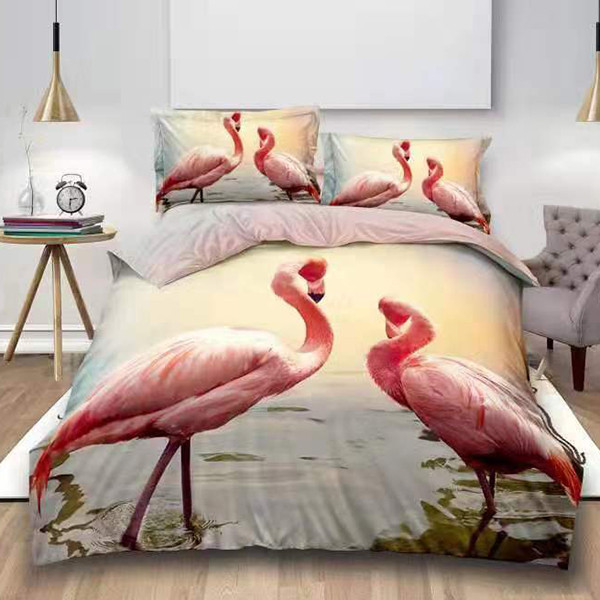 Lenjerie de pat digital print 3D (FLAMINGO V9) (FLAMINGO
