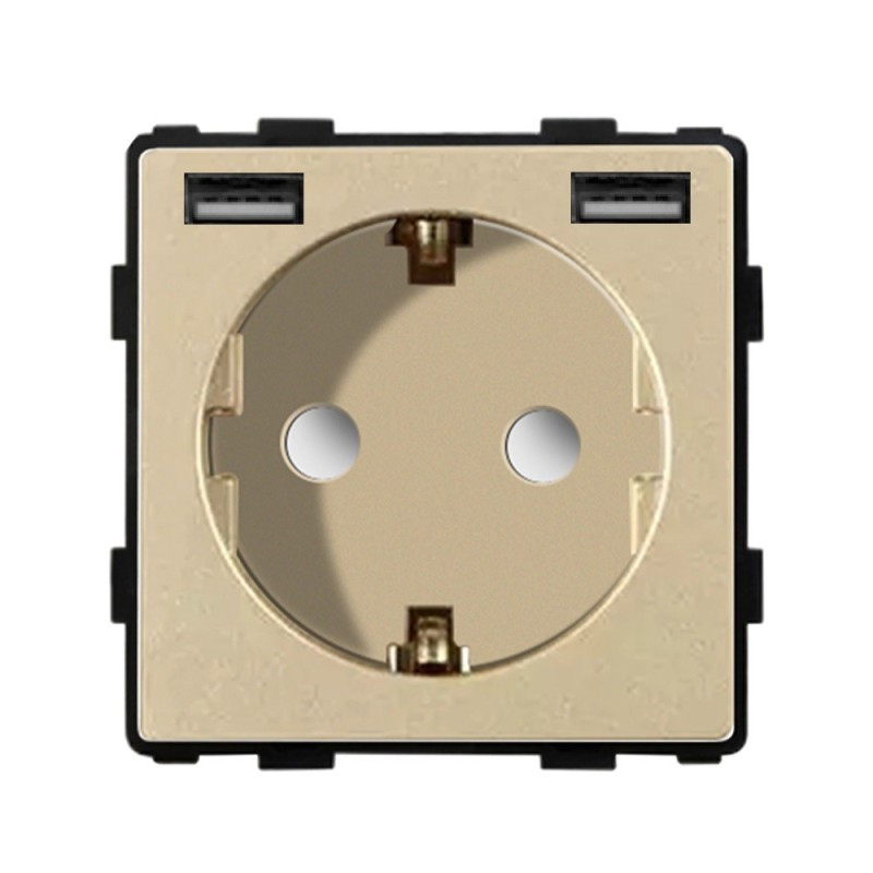 Modul priza simpla + USB-A + USB-A 2.1A 2.1A