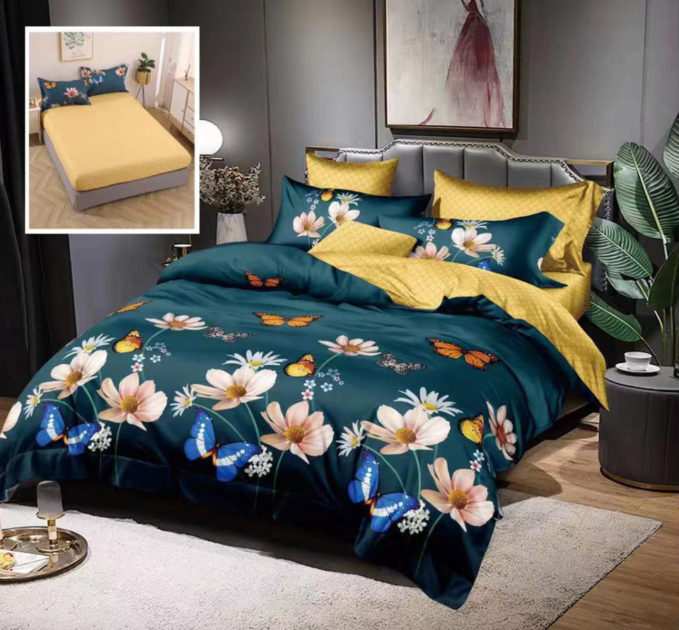 LENJERIE DE PAT FINET 6 PIESE CU HUSĂ UNIVERSALĂ PENTRU SALTEA DE 160×200 ȘI 180×200 (HF6P29) (HF6P29) pret redus imagine 2022