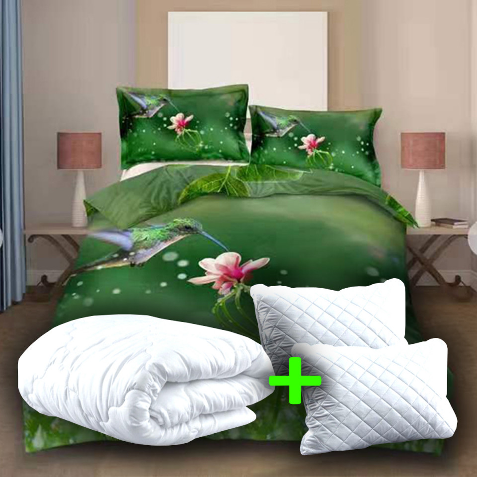 PACHET PROMO LENJERIE PAT DIGITAL PRINT 3D + 2 PERNE + PILOTĂ (P3D17) (P3D17) pret redus imagine 2022