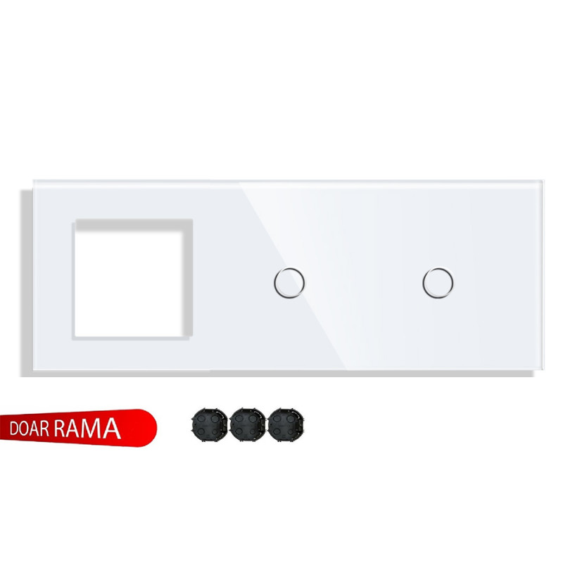 Rama priză din sticlă M1+Panou întrerupător simplu+simplu casa pret redus imagine 2022