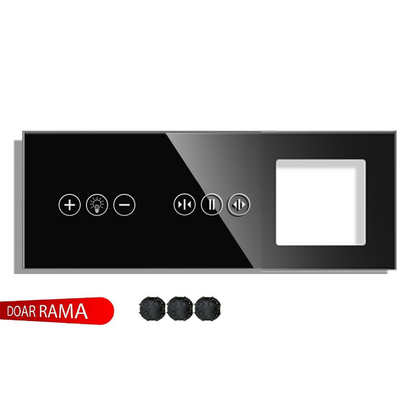 Panou întrerupător dimmer+perdele+rama priză din sticlă M1 casa pret redus imagine 2022