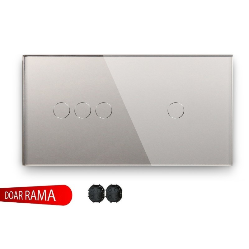 Panou întrerupător triplu+simplu din sticlă M1 casa pret redus imagine 2022