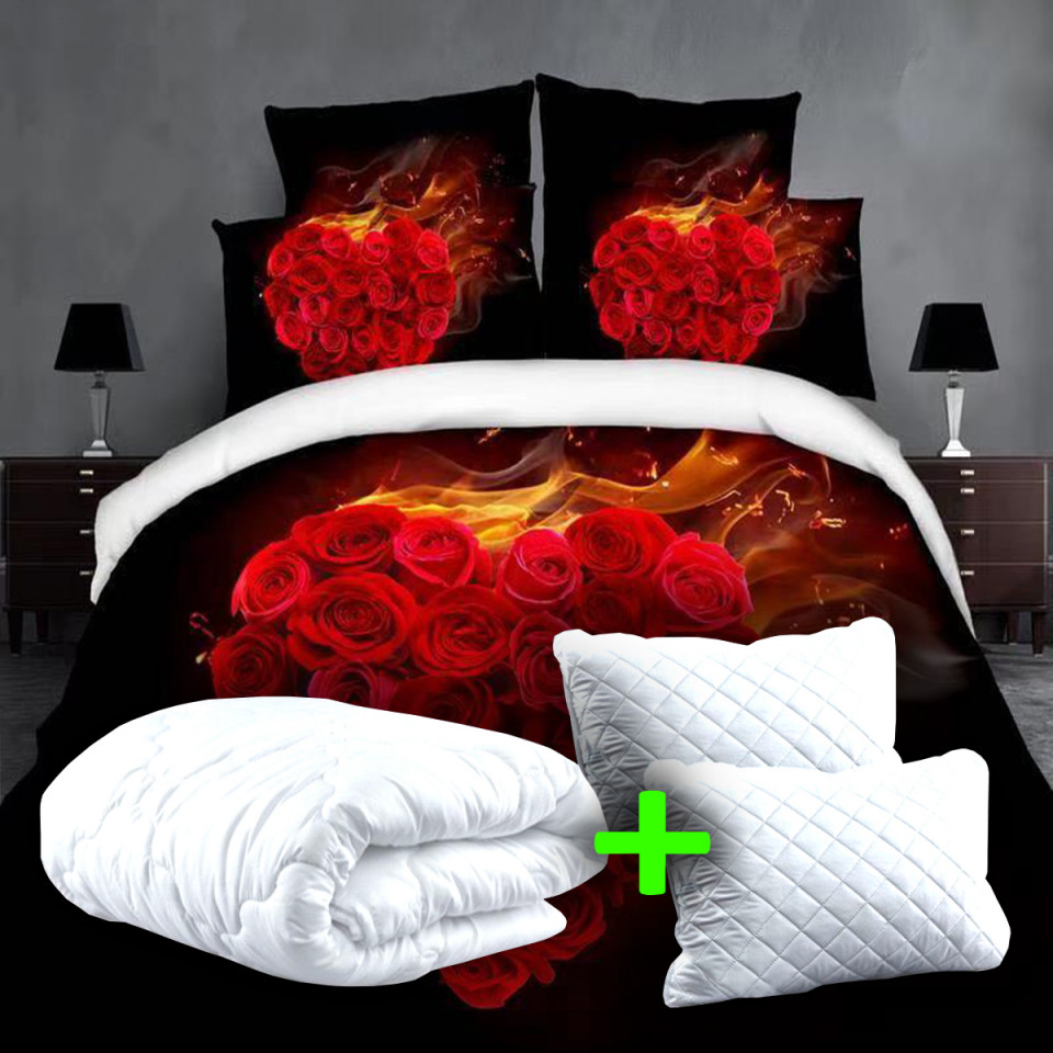 PACHET PROMO LENJERIE PAT DIGITAL PRINT 3D + 2 PERNE + PILOTĂ (P3D5) (P3D5)