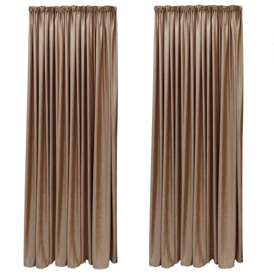 SET DRAPERIE BLACK OUT CATIFEA VELVET CU REJANSA DE 8 CM BEJ bej pret redus imagine 2022