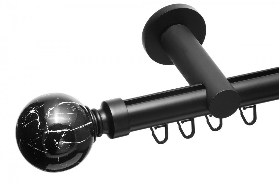 Galerie metalica simpla teava profil Ball 25 mm negru BALL