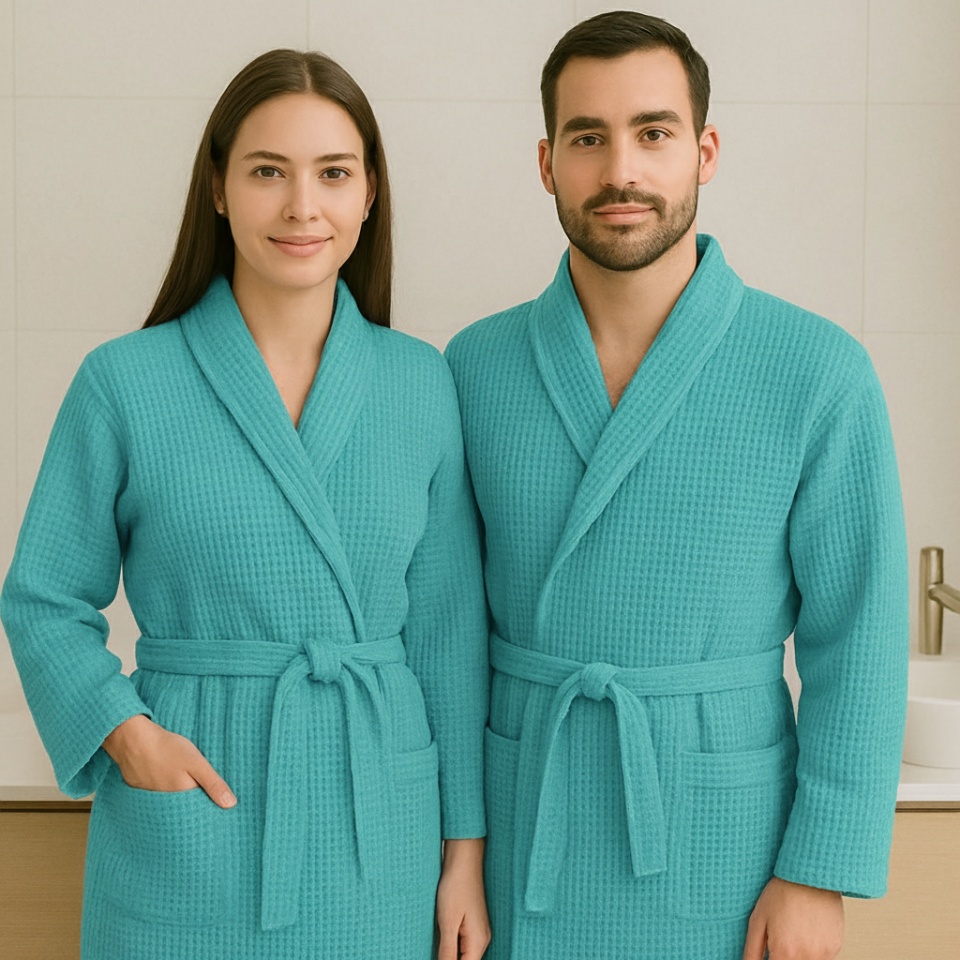 Halat de baie gofrat 100% Bumbac L/XL