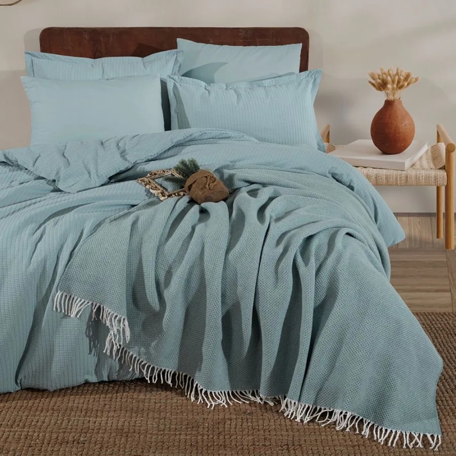 Lenjerie de Pat Premium EVEYA V4 Clasy cu Pătură Decorativă – 100% Bumbac, 7 Piese