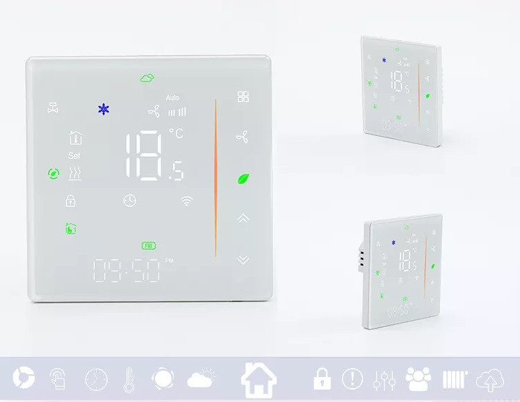 Termostat incalzire/racire, 4 tevi, pentru Ventiloconvector, Incalzire, Racire, Ventilatie, Smart, Programabil - 2 | YEO