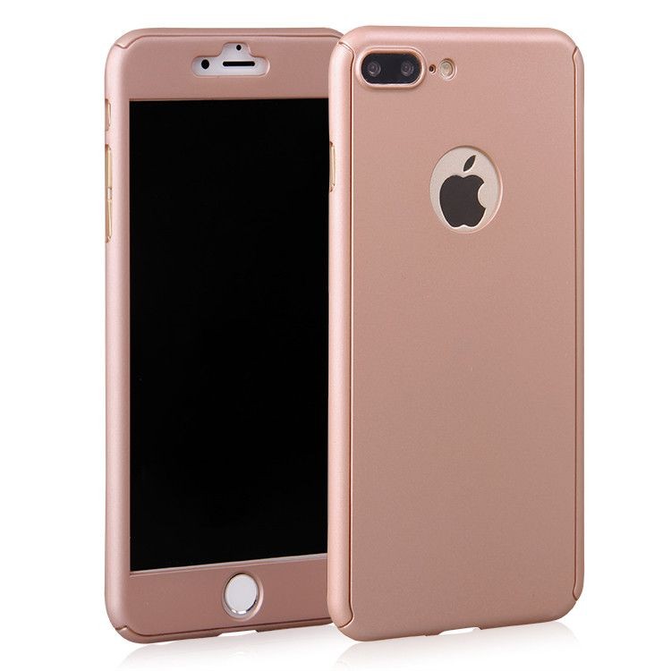Husa Apple iPhone 8 Plus, FullBody Elegance Luxury Rose-Gold, acoperire completa 360 grade cu folie de sticla gratis
