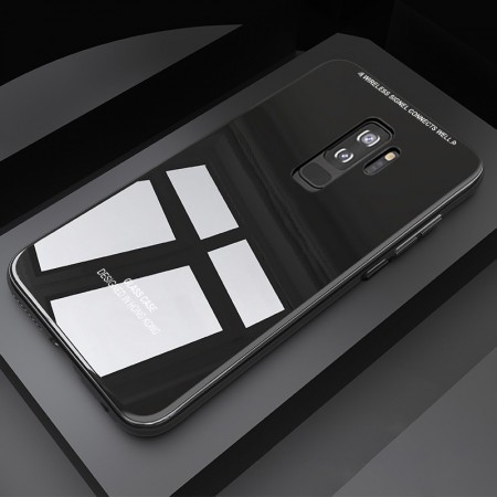 Husa Samsung Galaxy S8,Elegance Luxury Back Glass, husa cu sticla securizata pe spate de culoare neagra maggsm.ro imagine noua 2022