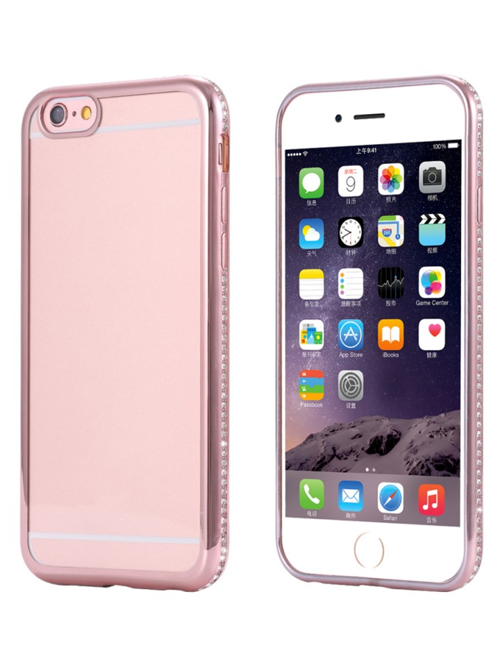 Husa Apple iPhone 7, Elegance Luxury electroplacata cu diamante Rose-Gold