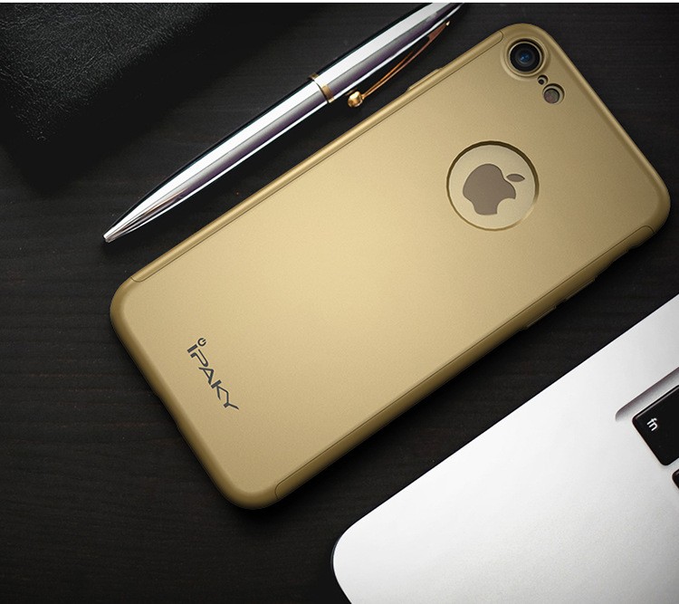 Husa Apple iPhone 8, FullBody Elegance Luxury iPaky Gold, acoperire completa 360 grade cu folie de sticla gratis iPaky imagine noua 2022