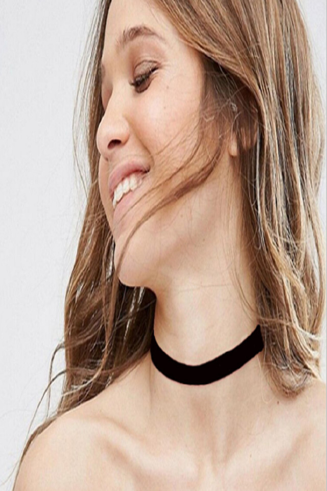 Choker Fashion Slim Band Black - Colier elegant pentru gat - Black Delux