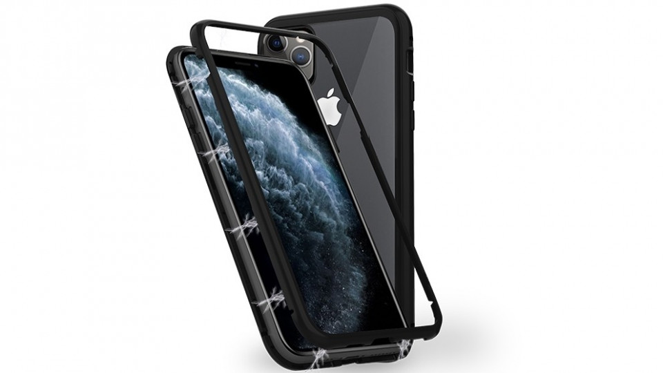 Husa Apple iPhone 11 PRO Negru, Perfect Fit cu spate de sticla securizata premium + folie de sticla gratis ! maggsm.ro imagine noua 2022
