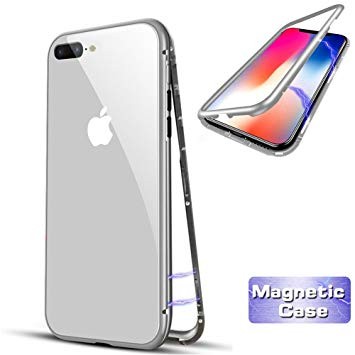 Husa Apple iPhone 8, Magnetica 360 grade Argintiu, Perfect Fit cu spate de sticla securizata premium + folie de sticla pentru ecran gratis maggsm.ro imagine noua 2022