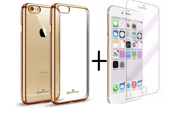 Pachet husa Elegance Luxury placata Gold pentru Apple iPhone 6 Plus / Apple iPhone 6S Plus cu folie de protectie gratis maggsm.ro imagine noua 2022