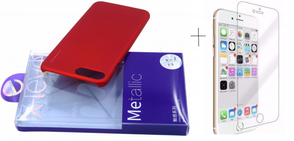Pachet husa Elegance Luxury X-LEVEL Metalic Red pentru Apple iPhone 7 cu folie de sticla gratis maggsm.ro imagine noua 2022